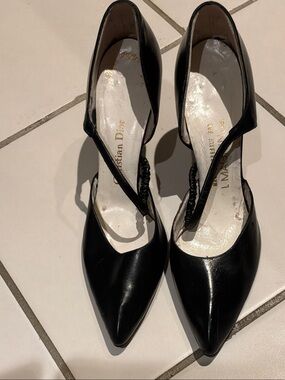 Dior x Roger Vivier Black Pointed-Toe Slingback Heels